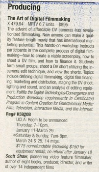  Here's the ad for one of the classes I taught on filmmaking at U.C.L.A. 